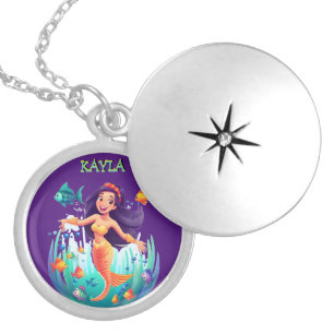 Mermaids, Fish splashing in the water personalized Locket Necklace