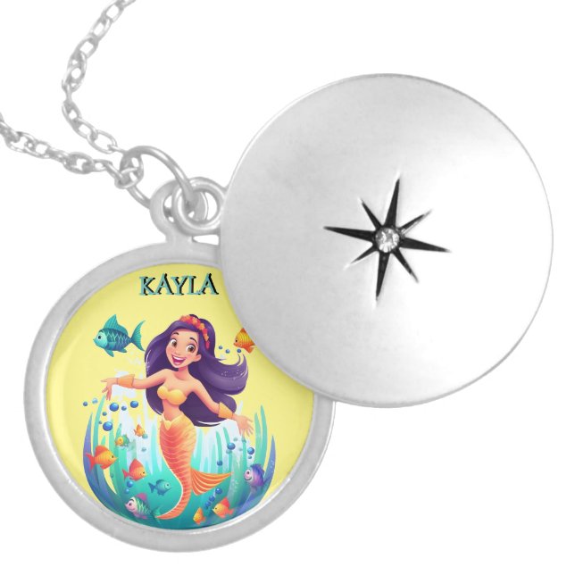 Mermaids, Fish splashing in the water personalized Locket Necklace (Front)