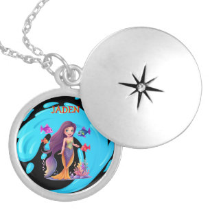 Mermaids, Fish splashing in the water personalized Locket Necklace
