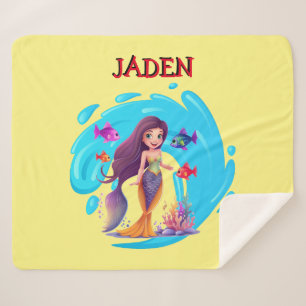 Mermaids, Fish splashing in the water personalized Sherpa Blanket