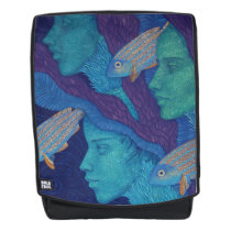 Mermaids &amp; fish, surreal fantasy art, underwater backpack