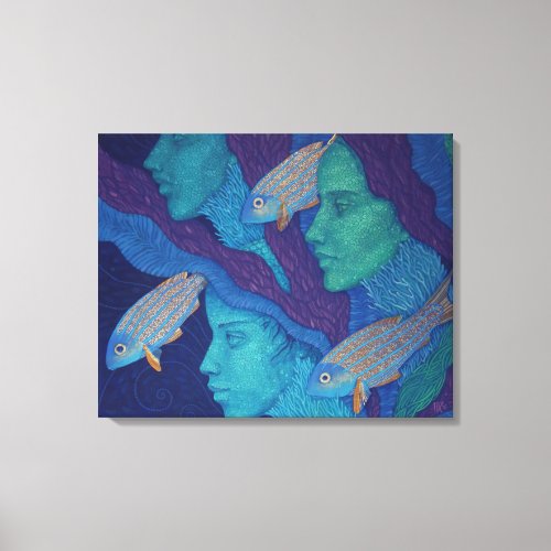 Mermaids  fish surreal fantasy art underwater canvas print