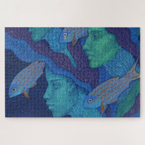Mermaids  Fish surreal fantasy art underwater Jigsaw Puzzle