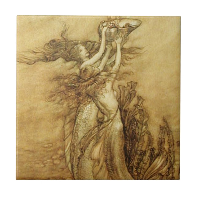 Mermaids Fishing For Pearls Tile (Front)