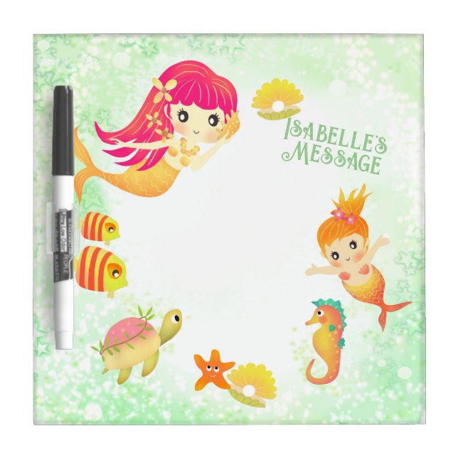 Mermaids Green Dry Erase Board (Front)