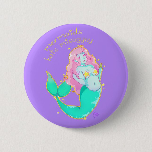 Mermaids Hate Misogyny Button (Front)