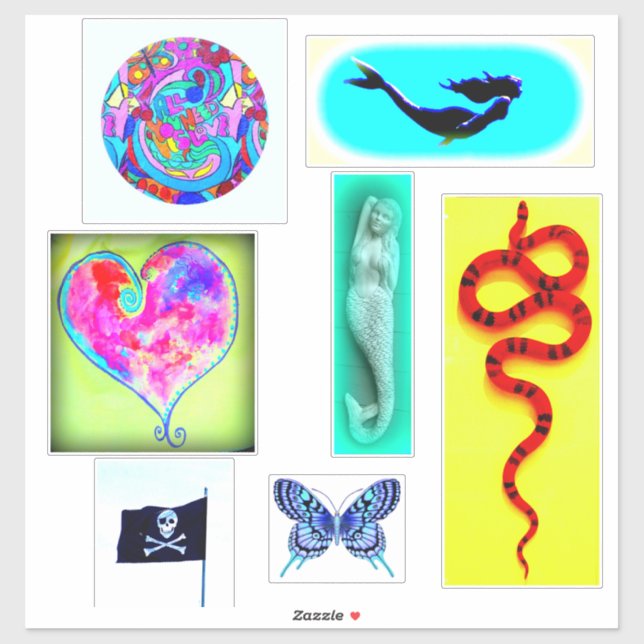 mermaids, heat,snake, love butterfly sticker (Sheet)
