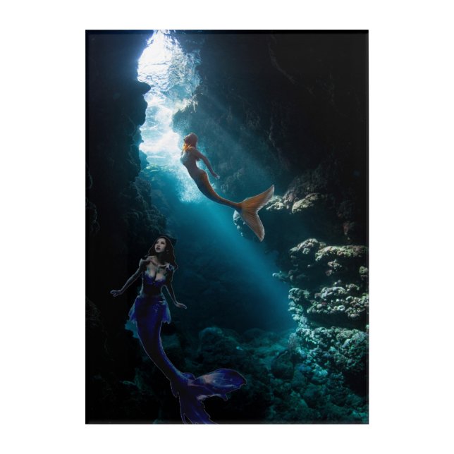 Mermaids in Cavern Acrylic Print (Front)