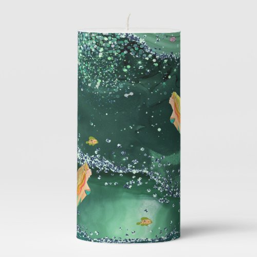 Mermaids in Green Sea Candle Design