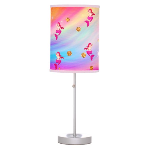Mermaids in Rainbow Clouds Table Lamp