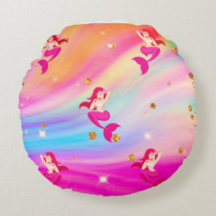 Mermaids in Rainbow Clouds Throw Pillow