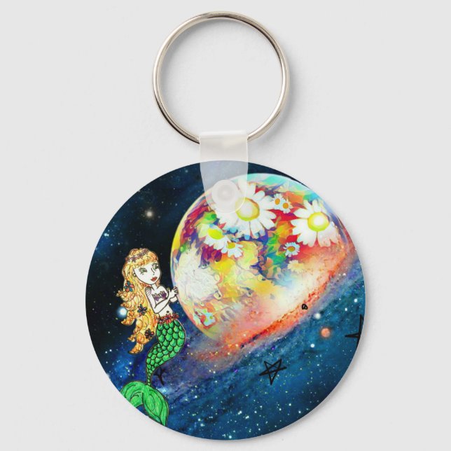 Mermaids in space keychain (Front)