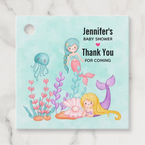 Mermaids  Jellyfish Under the Sea Baby Shower Favor Tags