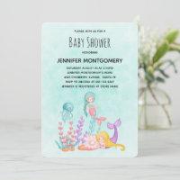 Mermaids & Jellyfish Under the Sea Baby Shower Invitation