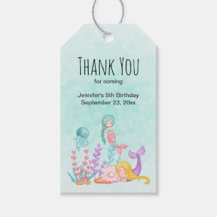 Mermaids & Jellyfish Under the Sea Birthday Gift Tags