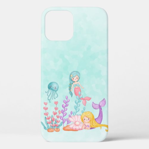 Mermaids  Jellyfish Under the Sea Watercolor iPhone 12 Case