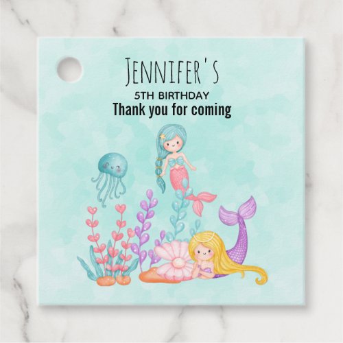 Mermaids  Jellyfish Under the Sea Watercolor Favor Tags