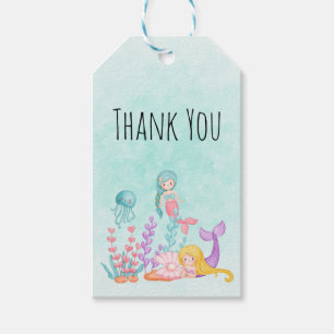 Mermaids & Jellyfish Under the Sea Watercolor      Gift Tags