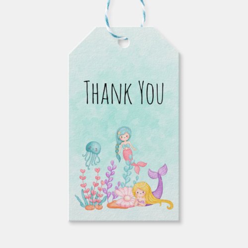 Mermaids  Jellyfish Under the Sea Watercolor      Gift Tags