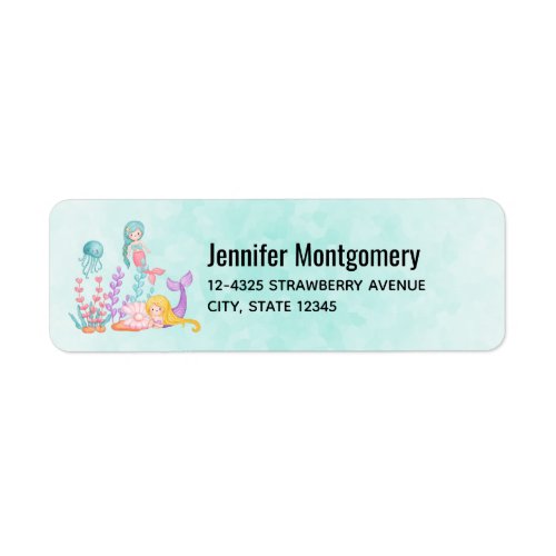 Mermaids  Jellyfish Under the Sea Watercolor Labe Label