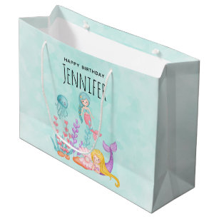 37cm Pastel Mermaid Large Shopper Gift Bag 