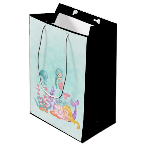 Mermaids  Jellyfish Under the Sea Watercolor Medi Medium Gift Bag