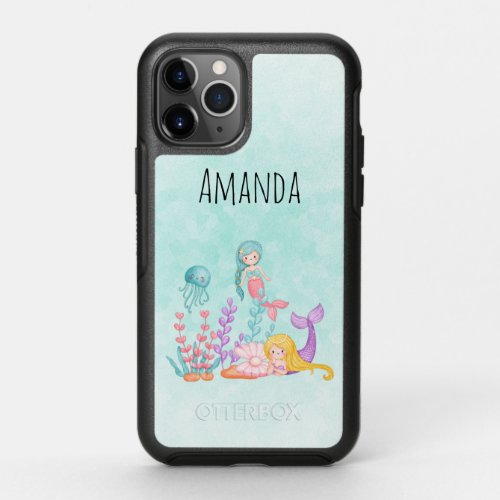 Mermaids  Jellyfish Under the Sea Watercolor OtterBox Symmetry iPhone 11 Pro Case