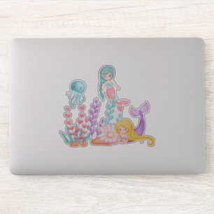 Mermaids & Jellyfish Under the Sea Watercolor Sticker