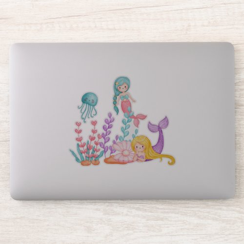 Mermaids  Jellyfish Under the Sea Watercolor Sticker