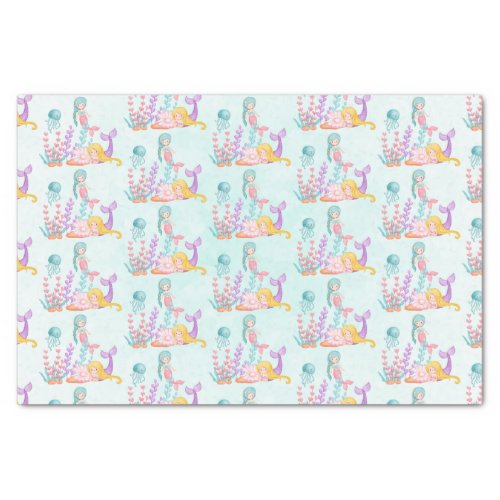 Mermaids  Jellyfish Under the Sea Watercolor Tissue Paper