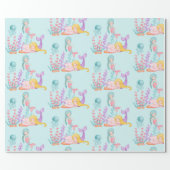 Mermaids & Jellyfish Under the Sea Watercolor Wrapping Paper (Flat)
