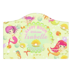 Mermaids Lemon Green Door Sign