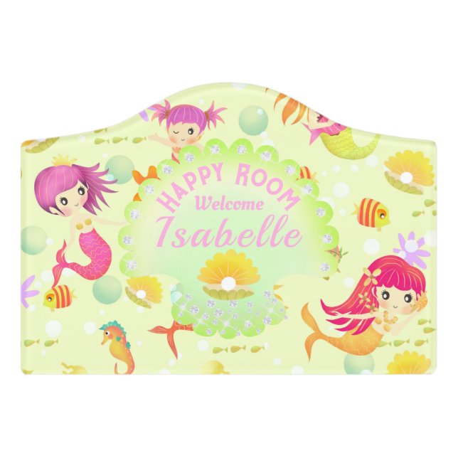 Mermaids Lemon Green Door Sign (Small Crest Front)