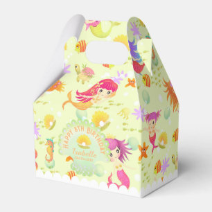 Mermaids Lemon Green Tent Favor Boxes