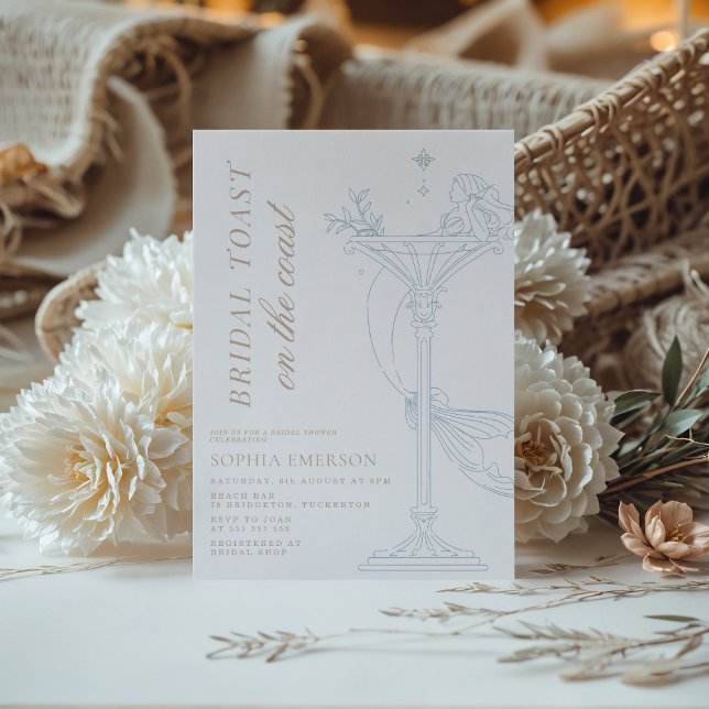 Mermaids & Martini Coastal Bridal Shower Invitation (Creator Uploaded)