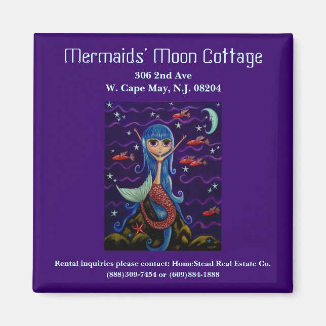 Mermaid's Moon Cottage Business Card Magnet (Front)