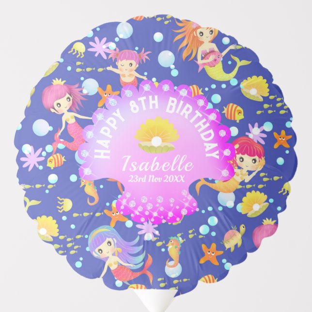 Mermaids Navy Blue  Balloon (Front)