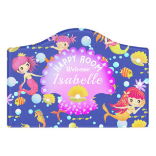 Mermaids Navy Blue Door Sign