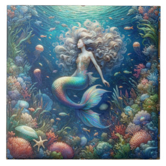 Mermaid's Ocean Gala - Vibrant Undersea Tile