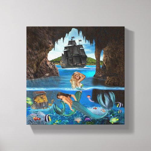 MERMAIDS OF THE PIRATE CAVE CANVAS PRINT