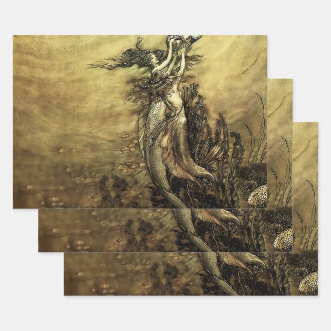 “Mermaids of the Rhine” by Arthur Rackham Wrapping Paper Sheets (Set)