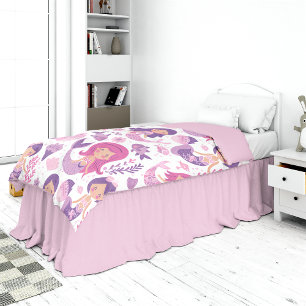 Mermaids Pastel Pink Purple Girly Bed Duvet Cover