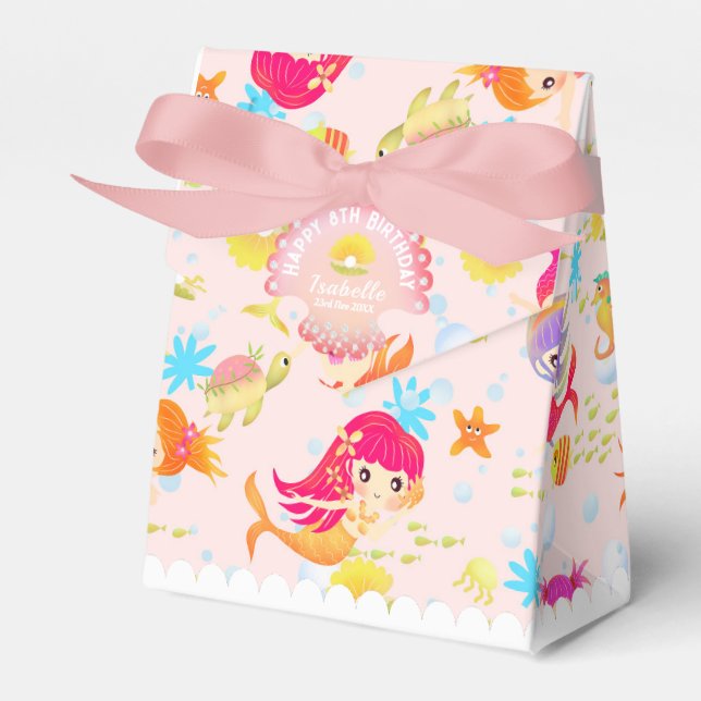 Mermaids Peach Pink Favor Boxes (Front Side)