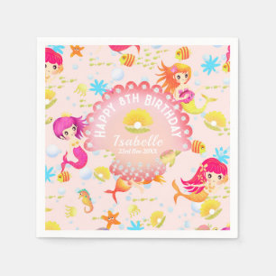 Mermaids Peach Pink Napkins