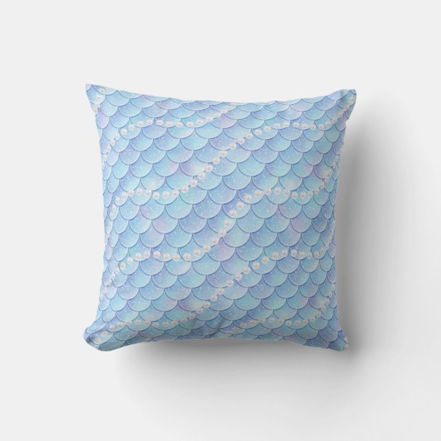 Mermaids & Pearls Pattern Throw Pillow (Front)