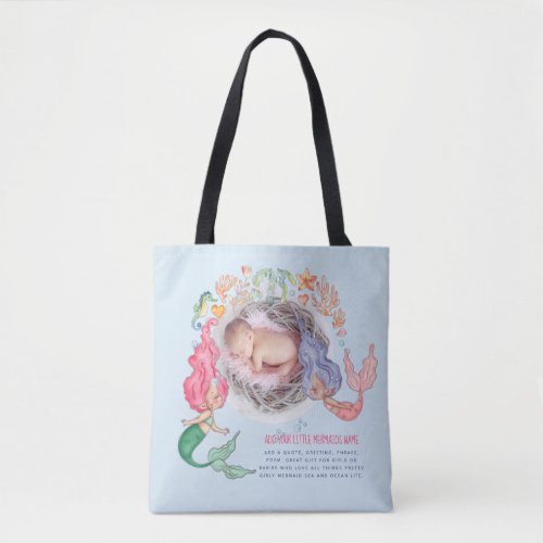 Mermaids Personalized PHOTO Gift Tote Bag