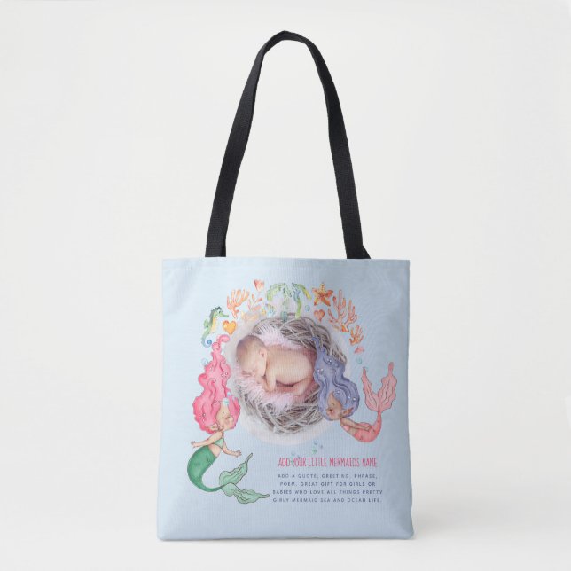 Mermaids Personalized PHOTO Gift Tote Bag (Front)