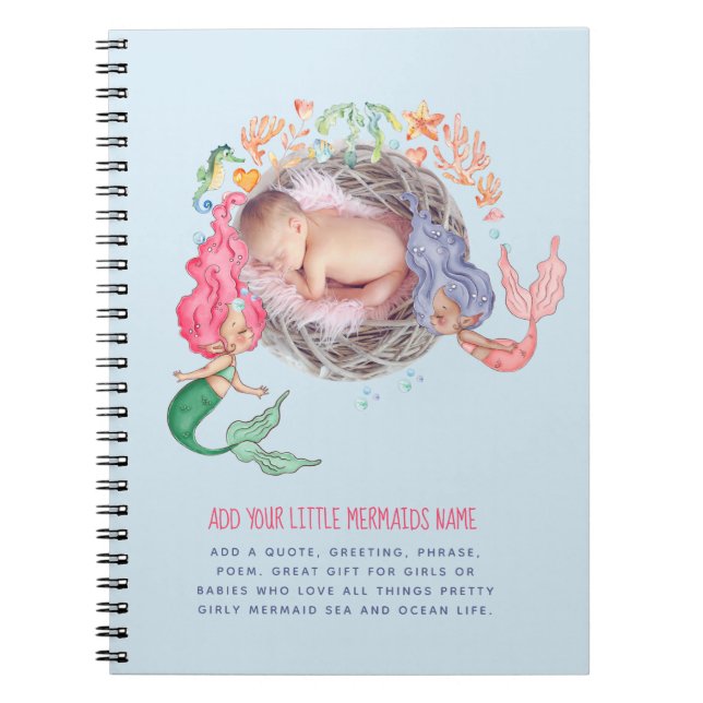 Mermaids PHOTO Baby Memories Journal (Front)