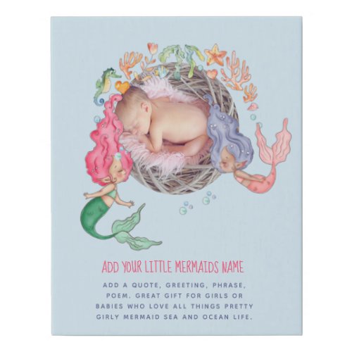 Mermaids PHOTO New Baby Faux Canvas Print