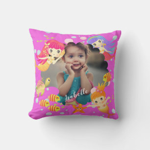 Mermaids Photo Violet Throw Pillow